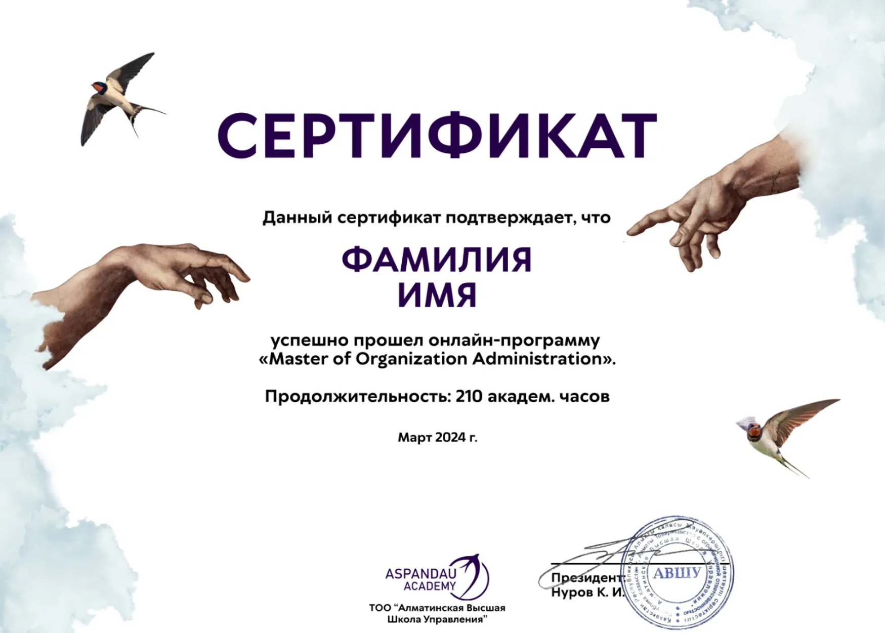 Сертификат Aspandau Academy